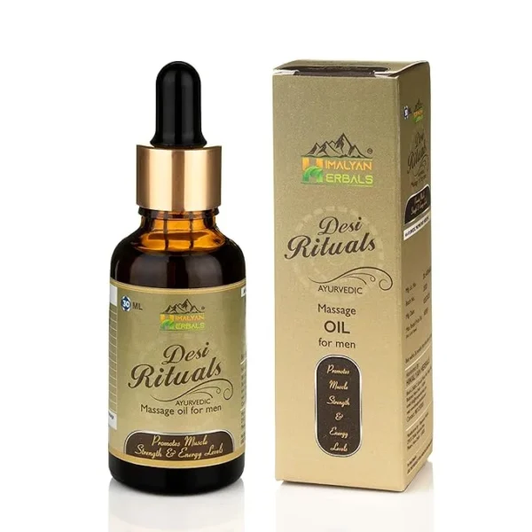 Himalyan Herbals Desi Rituals Ayurvedic Muscle Strength & Energy Body Massage Oil for Men (Pack of 1 Bottle,Size: 30ml)